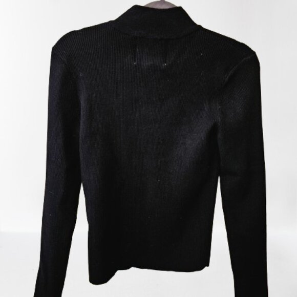 Alexia Admor Slim Fit Zip Up Black Cardigan Sweater Size Medium - Picture 8 of 15